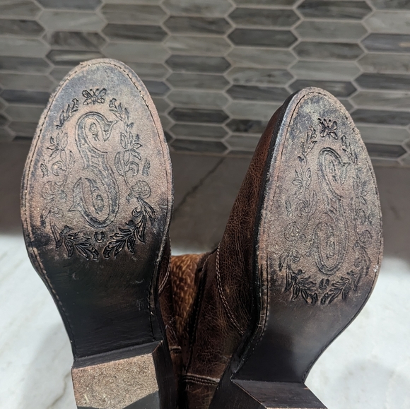 Sonora Leather Two Tone Brown Heeled Boots Size 7.5 50% off sale❤️ - Picture 8 of 9